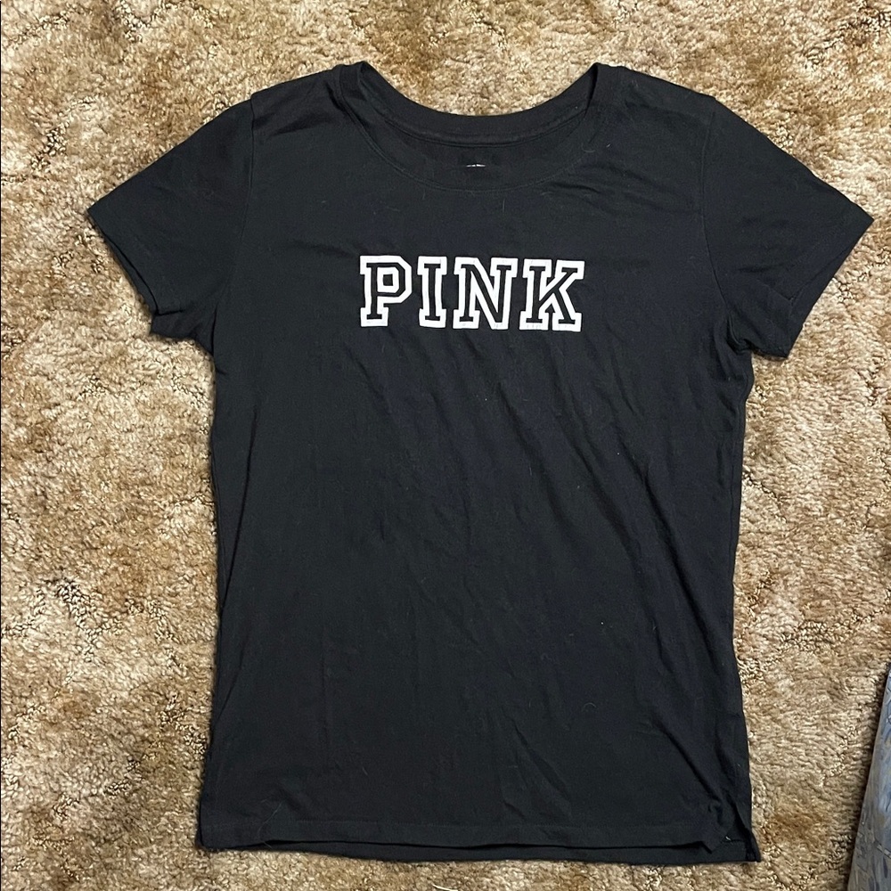 PINK Victoria’s Secret Black T Shirt‎ Size XS